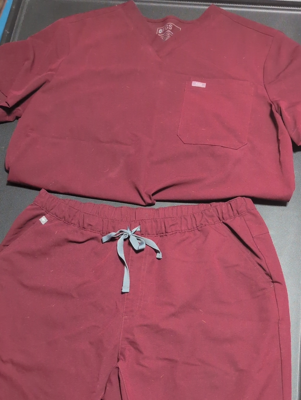 FIGS Maroon Scrub Set with Chest Pocket